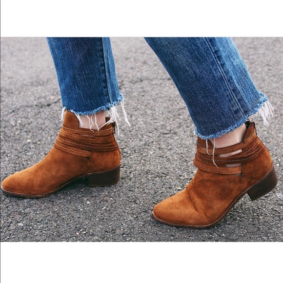 Whiskey Genuine Suede Cut Out Pointy Ankle Boots - Picture 1 of 6